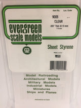 Evergreen Clear Polystyrene Sheet 0.005 x 6 x 12" / 0.13mm x 15cm x 30cm (3)