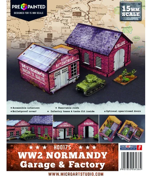 Micro Art Studio - WW2 Normandy Garage & Factory (Pre-painted 15mm)