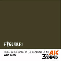 AK Interactive 3Gen Figures Acrylics - Field Grey Base #1 (Green uniform) 17ml - Gap Games