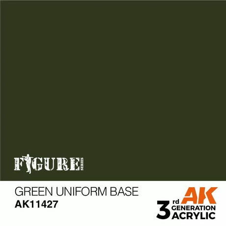 AK Interactive 3Gen Figures Acrylics - Green Uniform Base 17ml - Gap Games