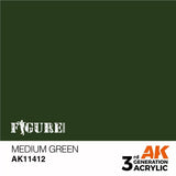 AK Interactive 3Gen Figures Acrylics - Medium Green 17ml - Gap Games