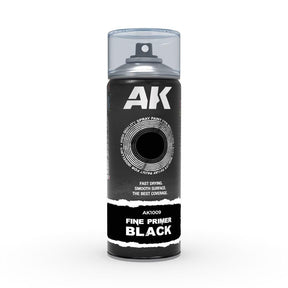 Ak Interactive - Aerosol Spray Primer - Fine Primer Black - Spray 400ml (Includes 2 Nozzles) - Gap Games