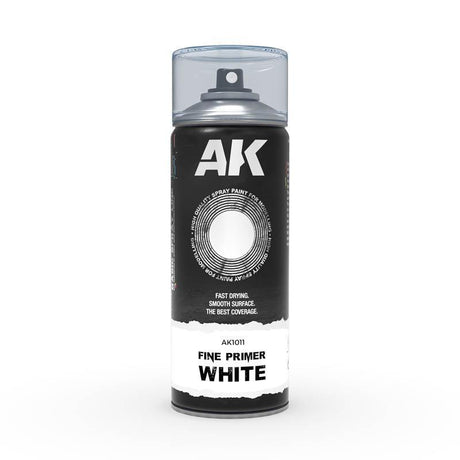 Ak Interactive - Aerosol Spray Primer - Fine Primer White - Spray 400ml (Includes 2 Nozzles) - Gap Games