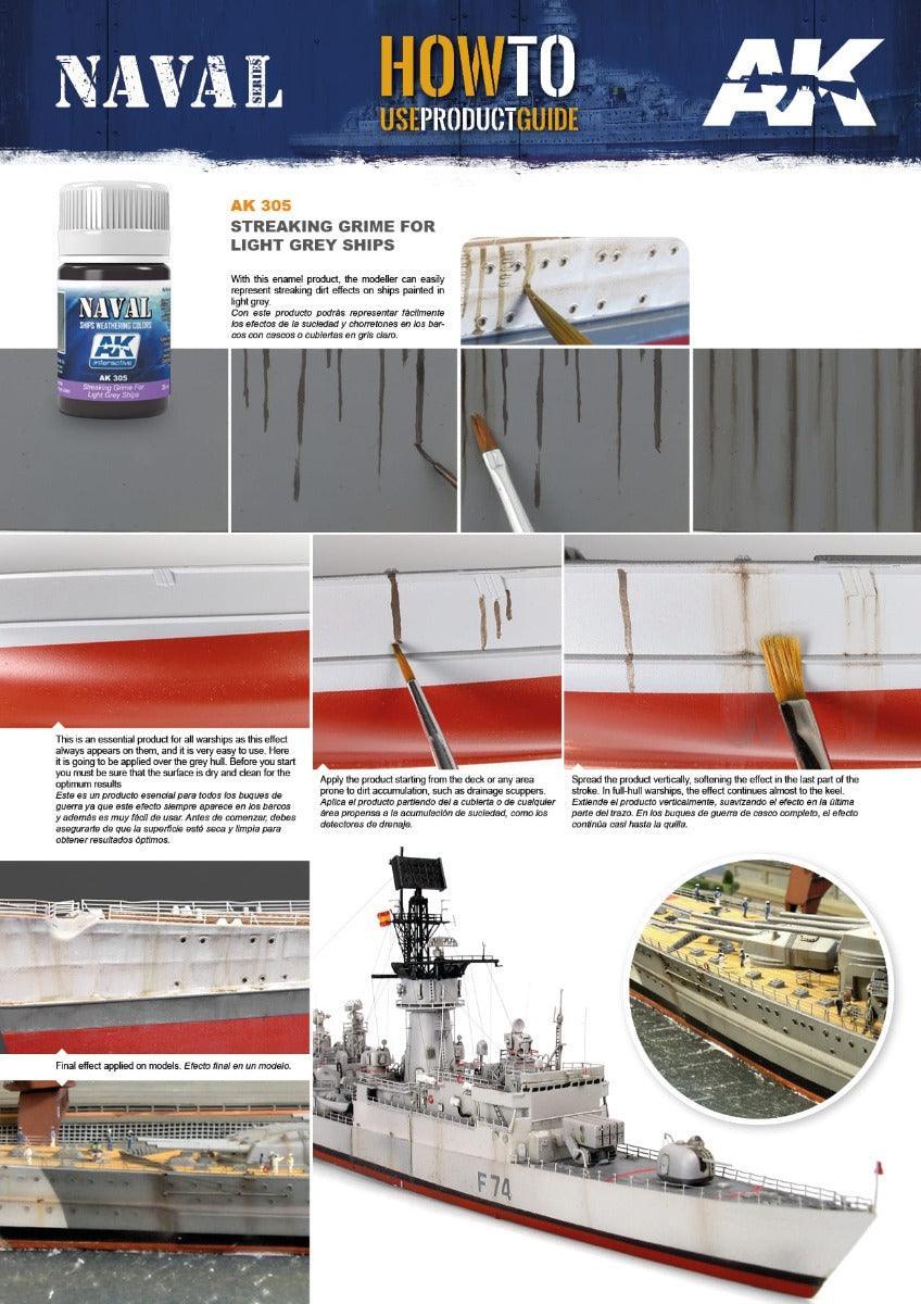 AK Interactive - Weathering Products - Streaking Grime For Light Grey Ships 35ml - Gap Games