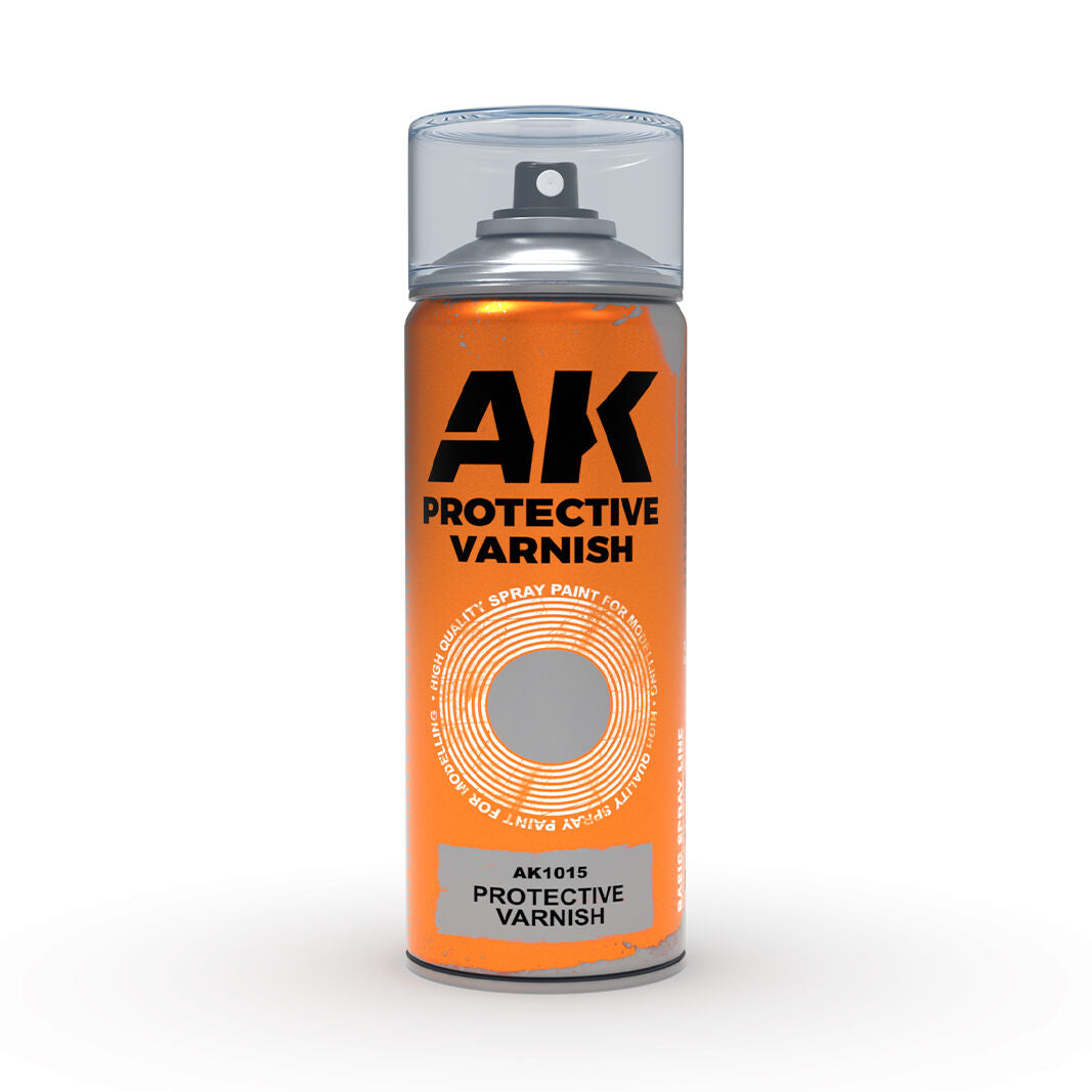 Ak Interactive - Aerosol Spray Primer - Protective Varnish - Spray 400ml (Includes 2 Nozzles)