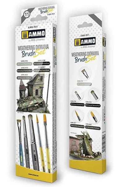 AMMO by Mig 7611 Brushes for Weathering Diorama Set - Gap Games
