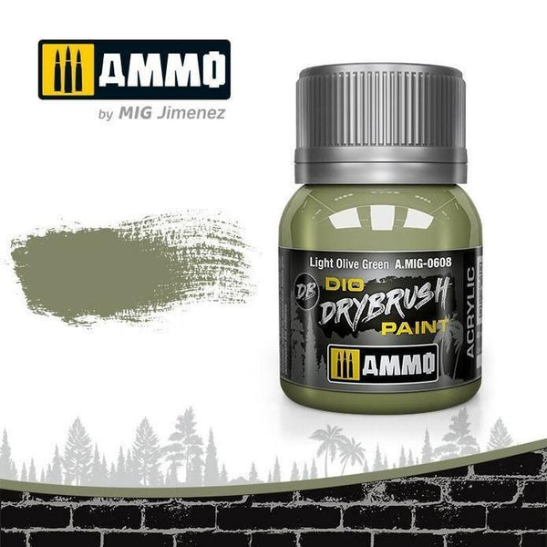 Ammo by MIG A.MIG-0608 Drybrush Light Olive Green - Gap Games