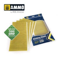 Ammo by MIG Accessories Masking Sheets 1mm Grid (x5 sheets, 290mm x 145mm, adhesive) - Gap Games