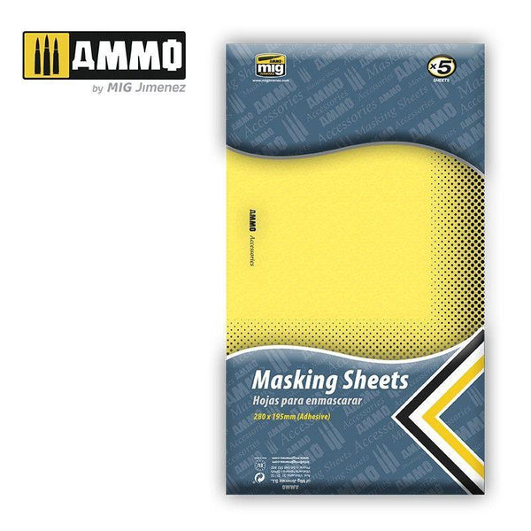 Ammo by MIG Accessories Masking Sheets (x5 sheets, 280mm x 195mm, adhesive) - Gap Games