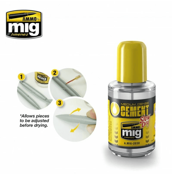 Ammo by MIG Accessories Medium Dense Cement - Slow Dry (Polyester Plastic Glue) - Gap Games