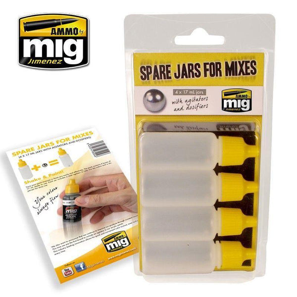 Ammo by MIG Accessories Spare Jars for Mixes (4 x 17mL jars with agitator and dosifier) - Gap Games