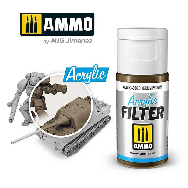 Ammo by MIG Acrylic Filter Medium Brown - Gap Games