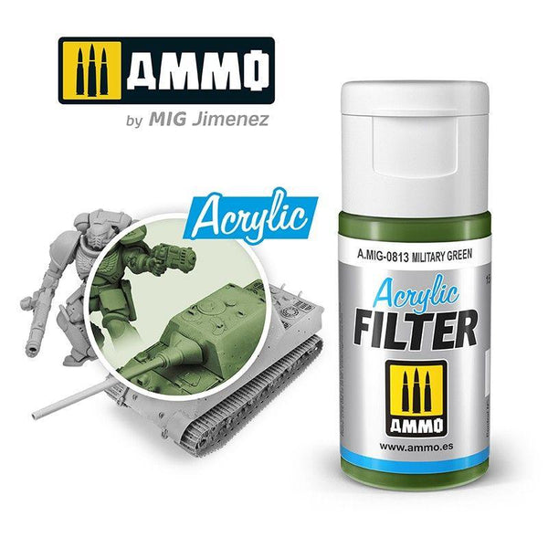 Ammo by MIG Acrylic Filter Military Green - Gap Games