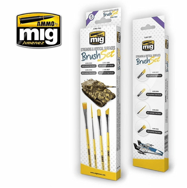 Ammo by MIG Brushes Streaking and Vertical Surfaces Brush Set - Gap Games
