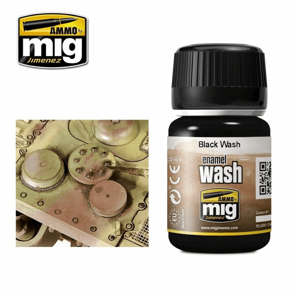 Ammo by MIG Enamel Washes Black Wash 35ml - Gap Games