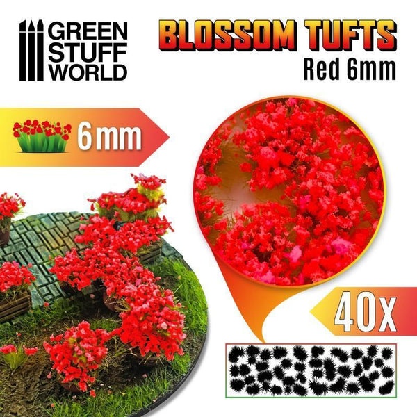 Blossom Tufts - 6mm Self-Adhesive Red - Gap Games