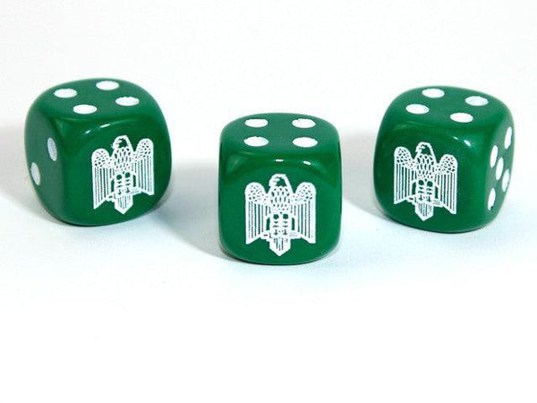 Chessex D6 Dice Axis and Allies Italian d6 Blank 1 Face Opaque Green/white x 1 - Gap Games