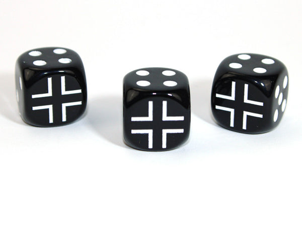 Chessex D6 Dice Axis and Allies German d6 Blank 1 Face Opaque Black/white x 1