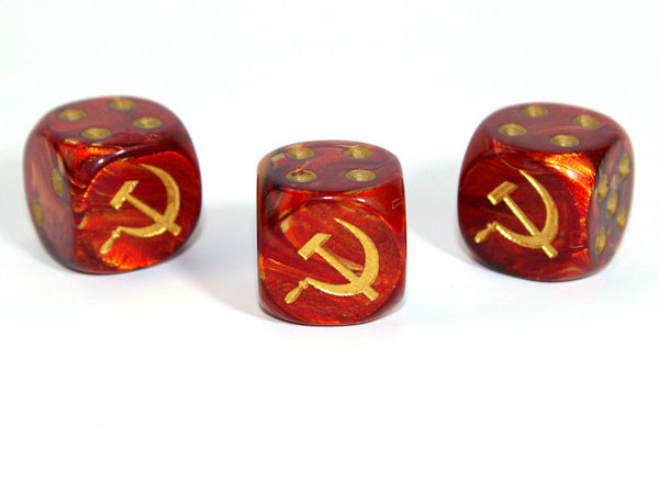 Chessex D6 Dice Axis and Allies Russian d6 Blank 1 Face Scarab Scarlet/gold x 1