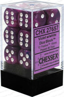 Chessex D6 Festive 16mm d6 Violet/white Dice Block (12 dice) - Gap Games