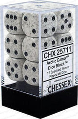 Chessex D6 Speckled 16mm d6 Arctic Camo Dice Block (12 dice) - Gap Games