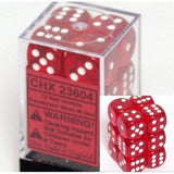 CHX 23604 Translucent 16mm d6 Red/white Block (12) - Gap Games