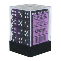 CHX 23807 Translucent 12mm d6 Purple/White Block (36) - Gap Games