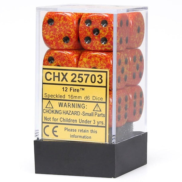 CHX 25703 Speckled 16mm D6 Dice Block Fire - Gap Games