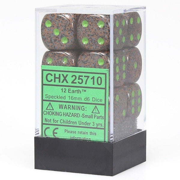 CHX 25710 Speckled 16mm D6 Dice Block Earth - Gap Games