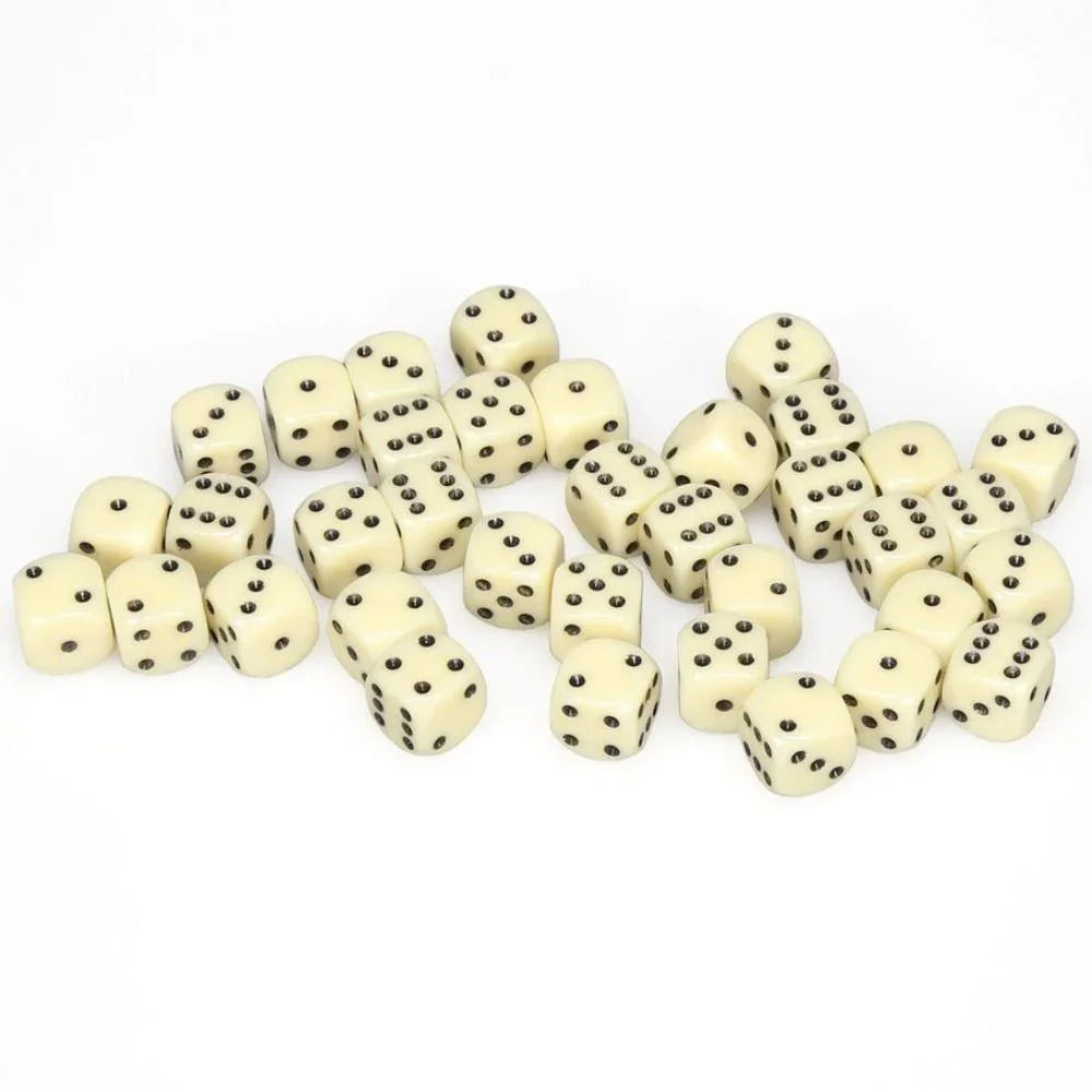 CHX 25800 Opaque 12mm d6 Ivory/Black Block (36) - Gap Games