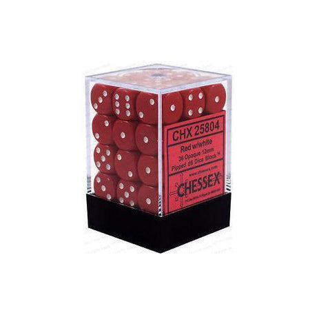 CHX 25804 Opaque 12mm d6 Red/White Block (36) - Gap Games