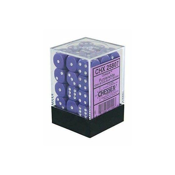 CHX 25807 Opaque 12mm d6 Purple/White Block (36) - Gap Games
