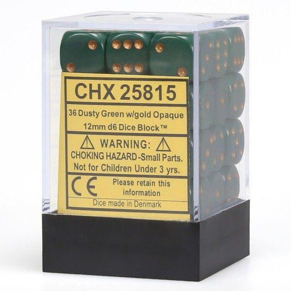 CHX 25815 Opaque 12mm d6 Dusty Green/Copper Block (36) - Gap Games