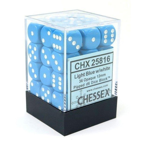 CHX 25816 Opaque 12mm d6 Light Blue/White Block (36) - Gap Games