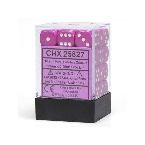 CHX 25827 Opaque 12mm d6 Light Purple/White Block (36) - Gap Games