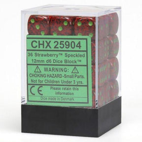CHX 25904 Speckled 12mm d6 Strawberry Block (36) - Gap Games