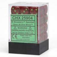 CHX 25904 Speckled 12mm d6 Strawberry Block (36) - Gap Games
