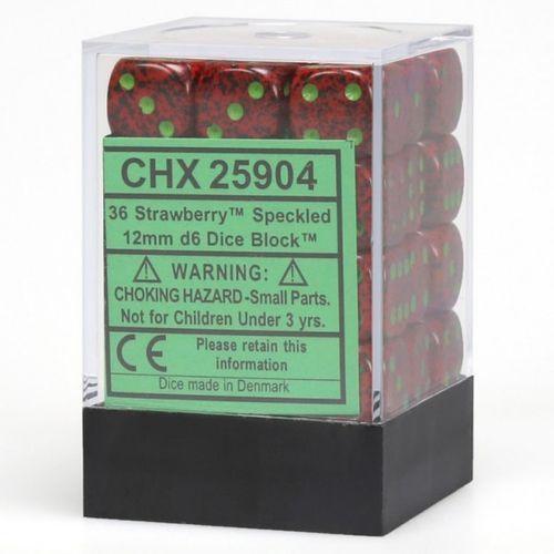CHX 25904 Speckled 12mm d6 Strawberry Block (36) - Gap Games