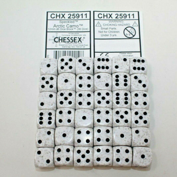 CHX 25911 Speckled 12mm d6 Arctic Camo Block (36) - Gap Games