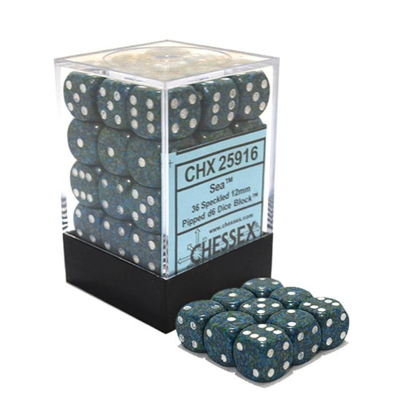 CHX 25916 Speckled 12mm d6 Sea Block (36) - Gap Games