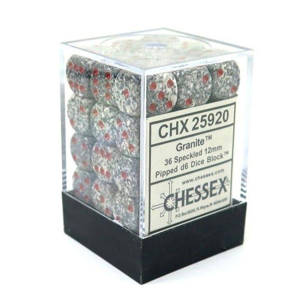 CHX 25920 Speckled 12mm d6 Granite Block (36) - Gap Games