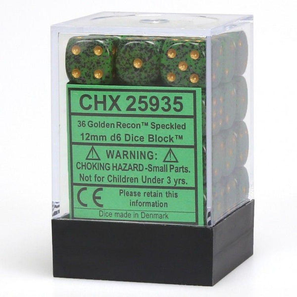 CHX 25935 Speckled 12mm d6 Golden Recon Block (36) - Gap Games
