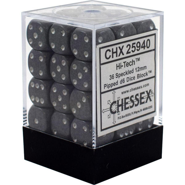 CHX 25940 Speckled 12mm d6 Hi-Tech Block (36) - Gap Games