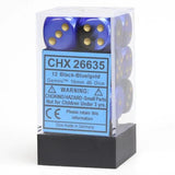 CHX 26635 Gemini 16mm D6 Dice Block Black-Blue/Gold - Gap Games