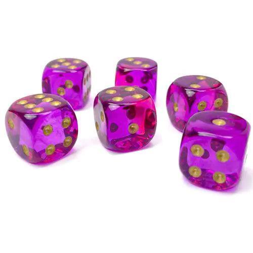 CHX 26667 Translucent 16mm D6 Dice Block Gemini Red-Violet/Gold - Gap Games