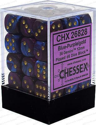 CHX 26828 Gemini 12mm D6 Dice Block Blue-Purple/Gold - Gap Games