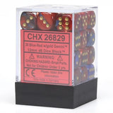 CHX 26829 Gemini 12mm d6 Blue-Red/Gold Block (36) - Gap Games