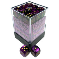 CHX 26840 Gemini 12mm d6 Black-Purple/Gold Block (36) - Gap Games