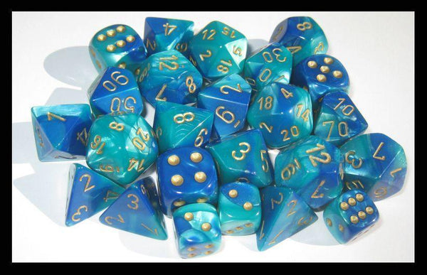 CHX 26859 Gemini 12mm d6 Blue Teal/Gold Block (36) - Gap Games