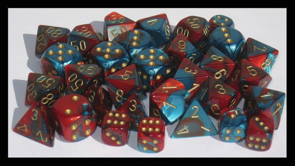 CHX 26862 Gemini 12mm d6 Red Teal/Gold Block (36) - Gap Games